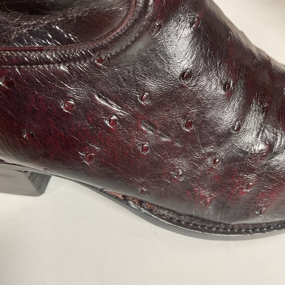 Vintage Lucchese Black Cherry Ostrich Quill Cowboy Boots 9 EE Exotic Recraft - Picture 10 of 16